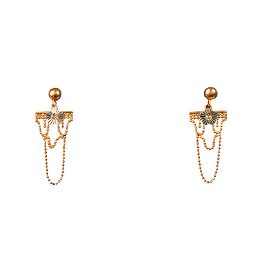 18K Fancy Gold Chain Stud Earrings by Manuvel Malabar Jewellers, detail view 2
