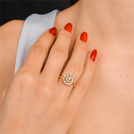 18K Diamond Halo Ring by Manuvel Malabar Jewellers, detail view 2