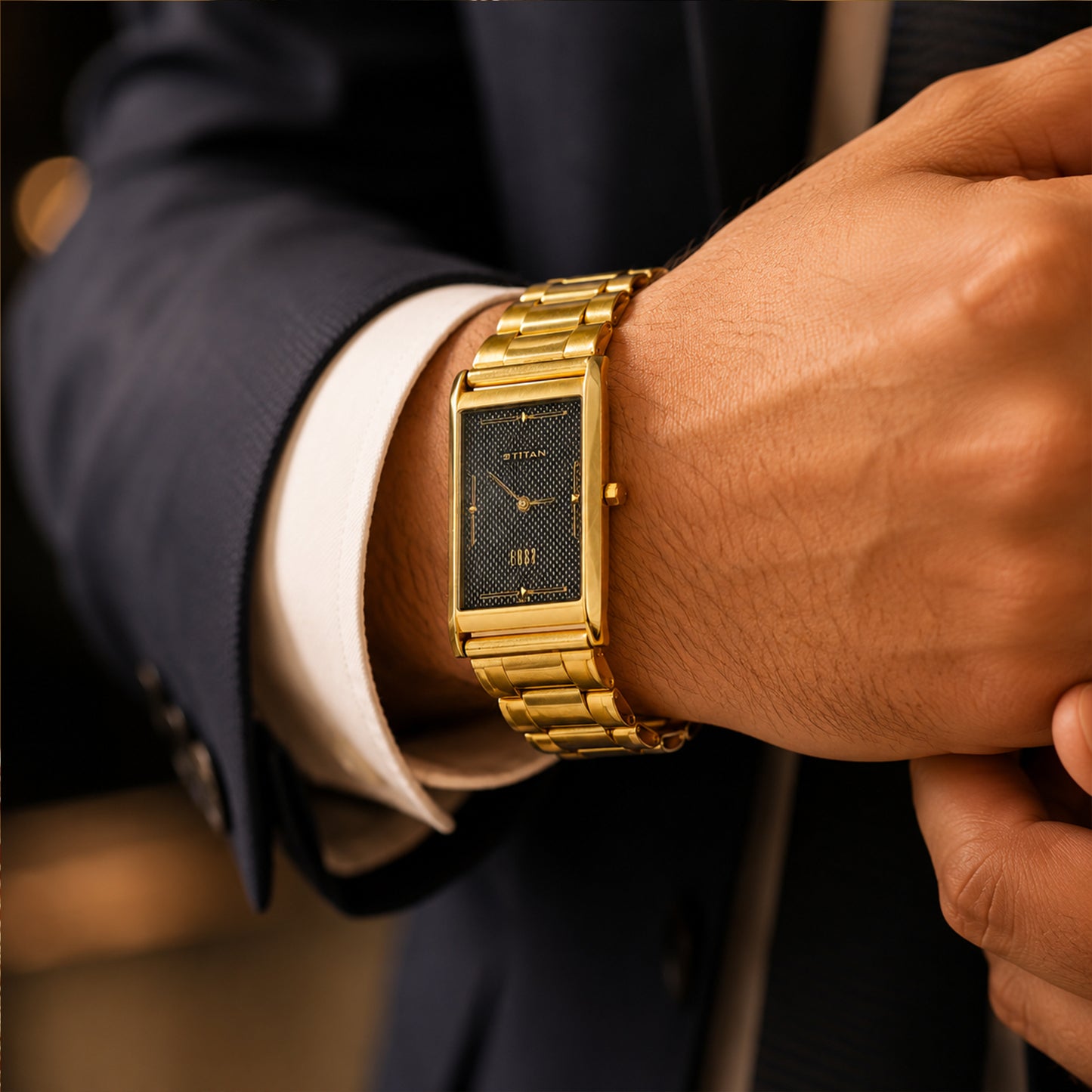 22K Gold Strap Watch with Titan Dial by Manuvel Malabar Jewellers, detail view 5