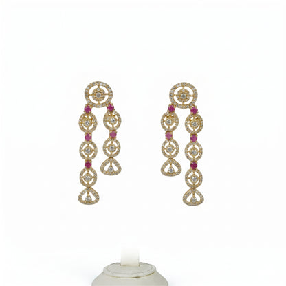 22K Uncut Diamond & Ruby Drop Earrings by Manuvel Malabar Jewellers