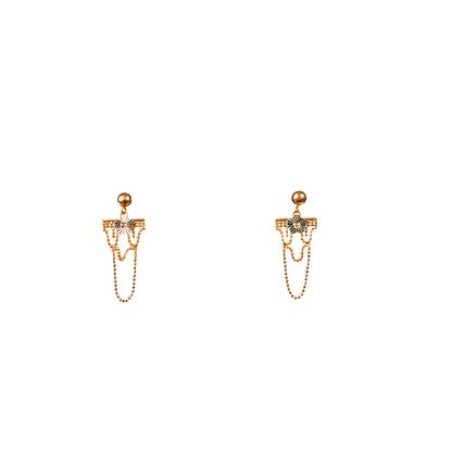 18K Fancy Gold Chain Stud Earrings by Manuvel Malabar Jewellers