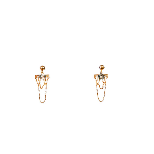 18K Fancy Gold Chain Stud Earrings by Manuvel Malabar Jewellers