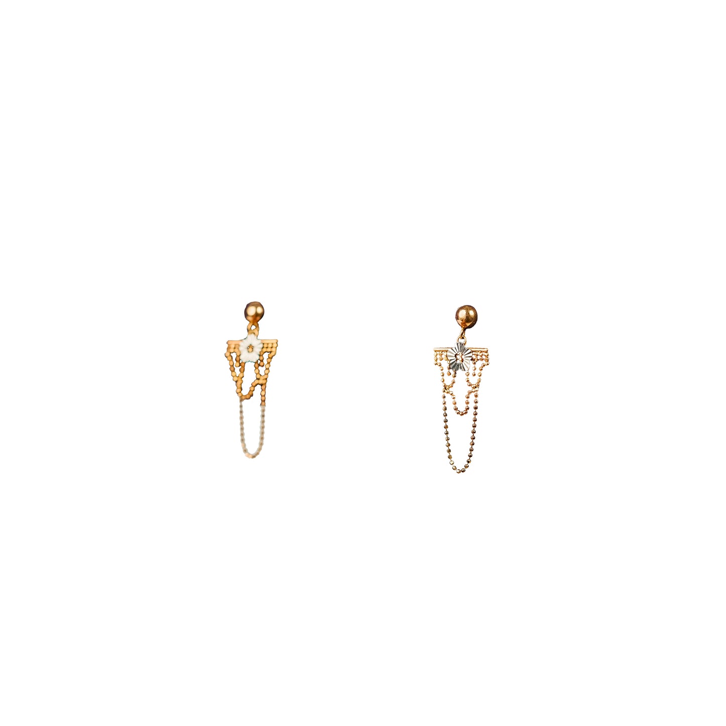 18K Fancy Gold Chain Stud Earrings by Manuvel Malabar Jewellers, detail view 3