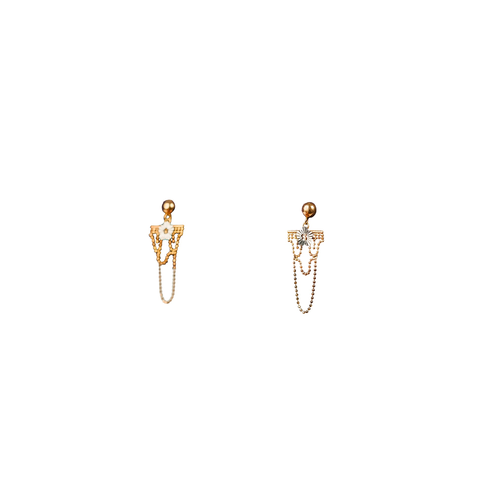 18K Fancy Gold Chain Stud Earrings by Manuvel Malabar Jewellers, detail view 3
