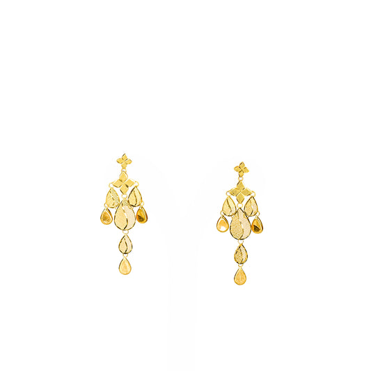 22K Turkish Gold Leaf Drop Earrings by Manuvel Malabar Jewellers
