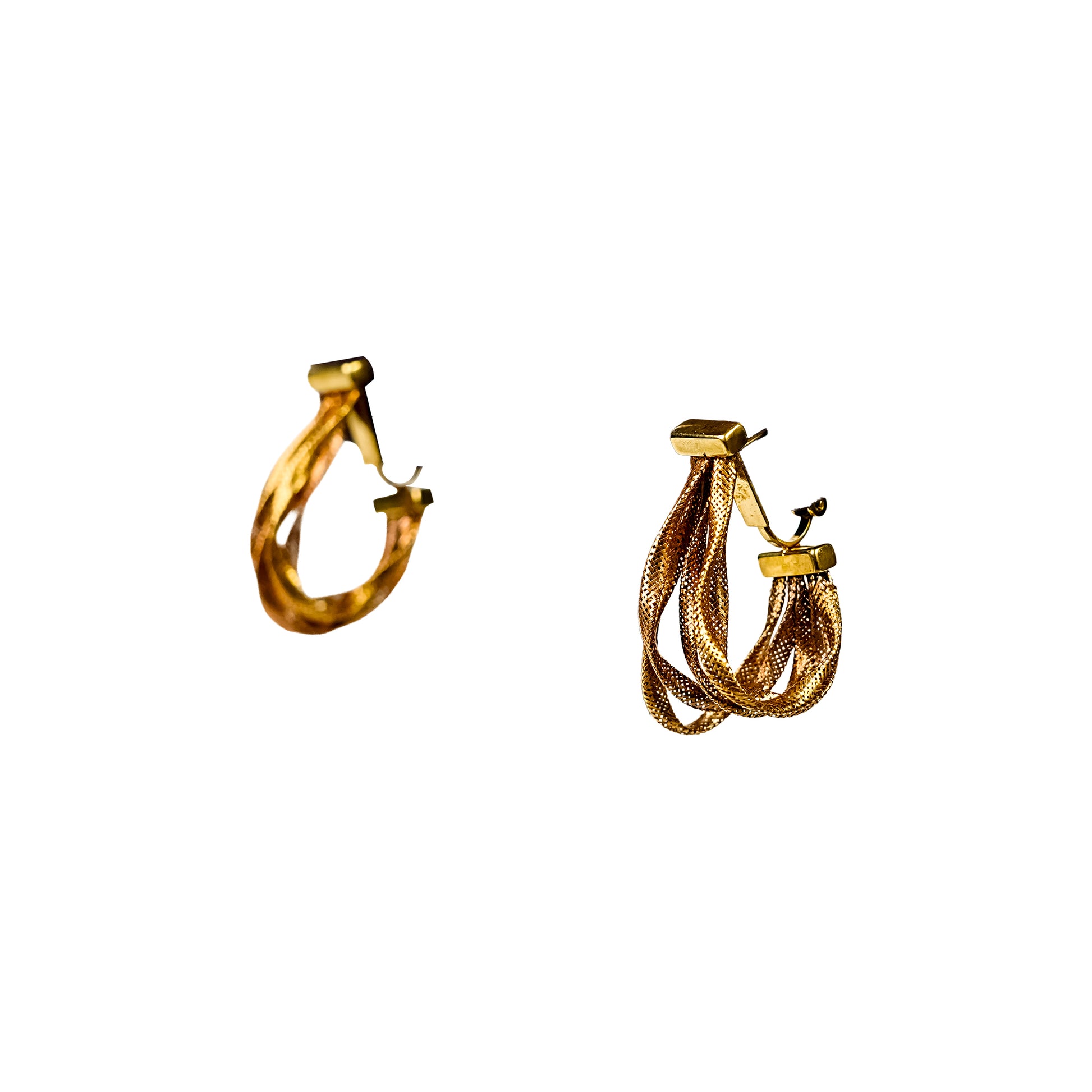 18K Fancy Gold Fringe Stud Earrings by Manuvel Malabar Jewellers, detail view 4