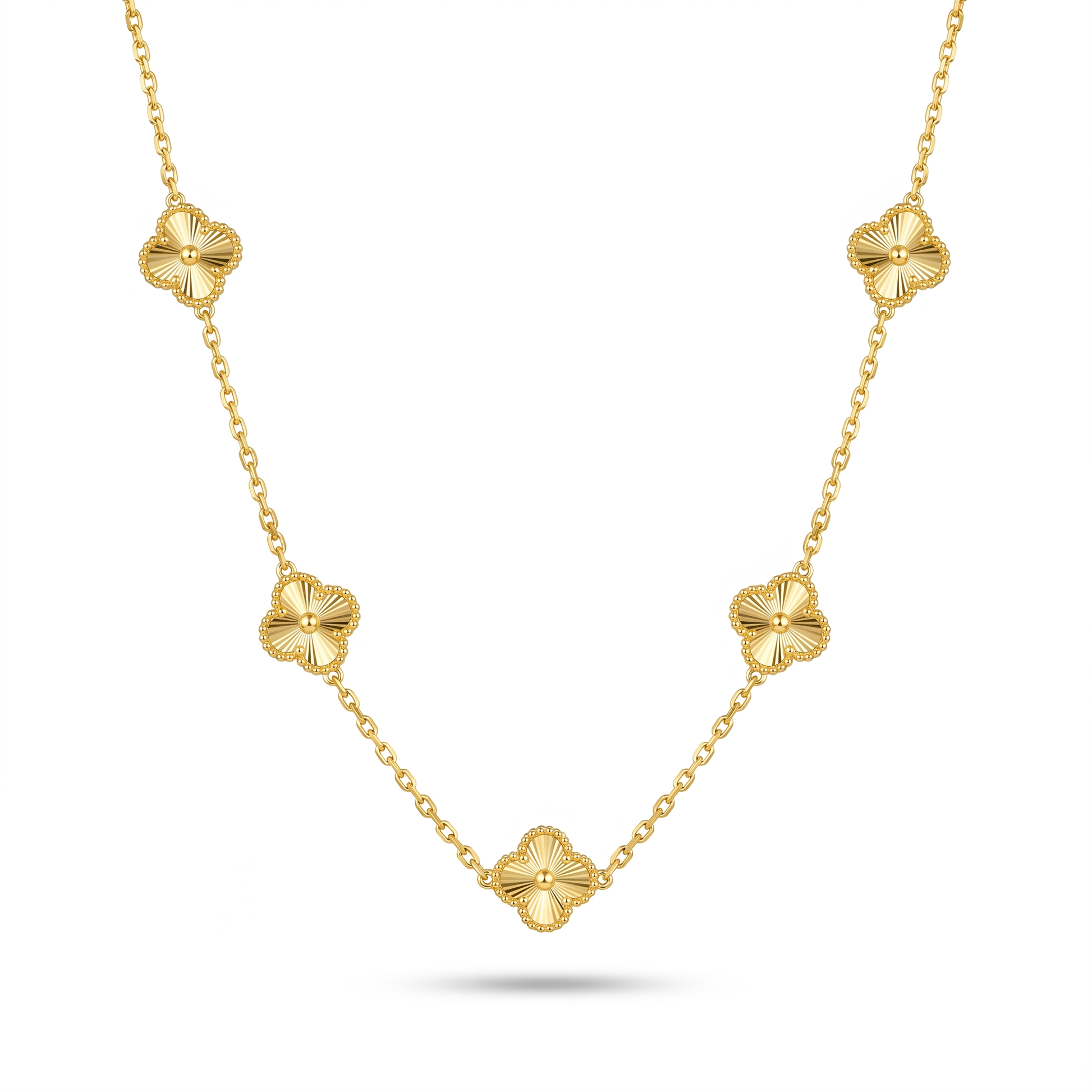 22K Fancy Gold Station Necklace by Manuvel Malabar Jewellers, detail view 3