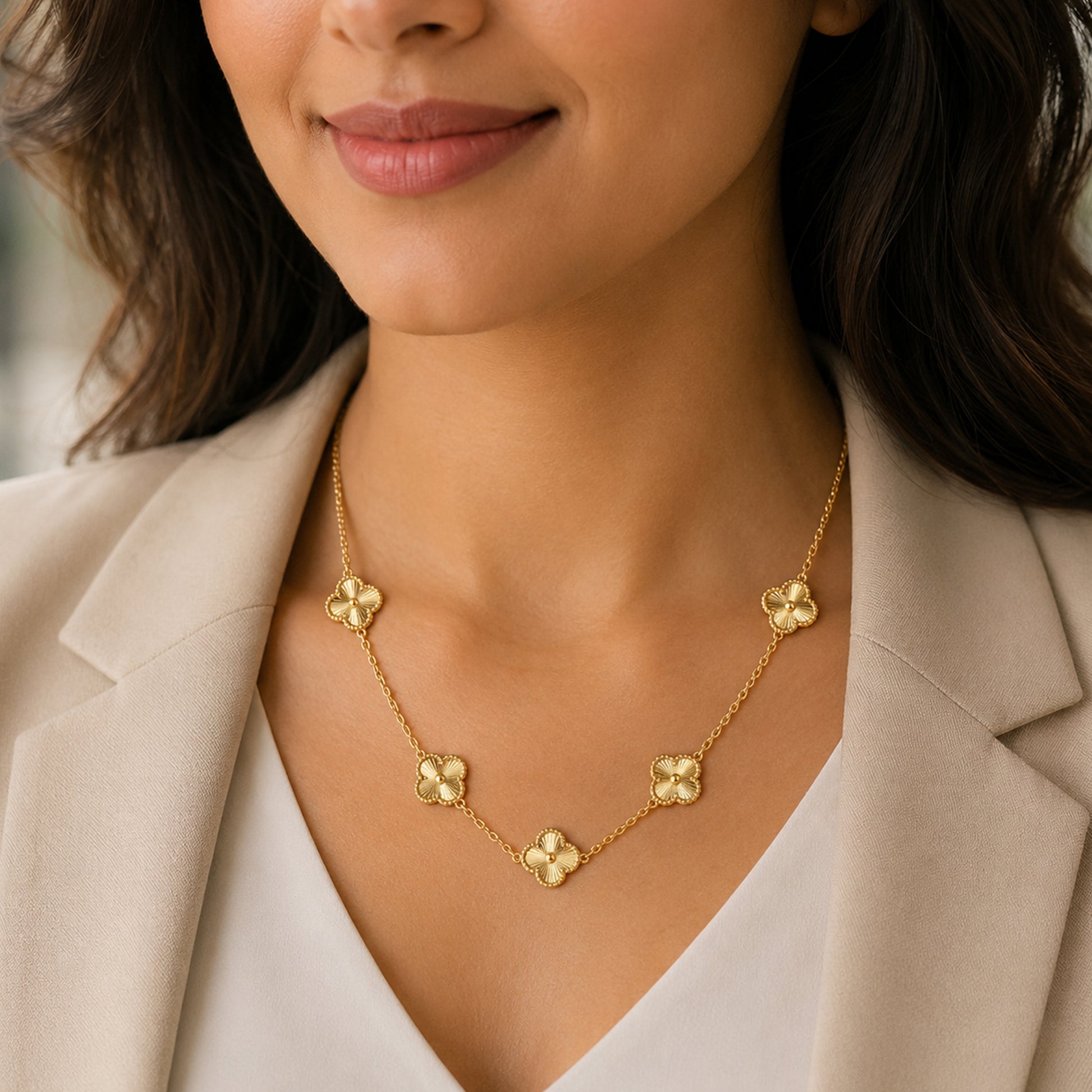 22K Fancy Gold Station Necklace by Manuvel Malabar Jewellers, detail view 4