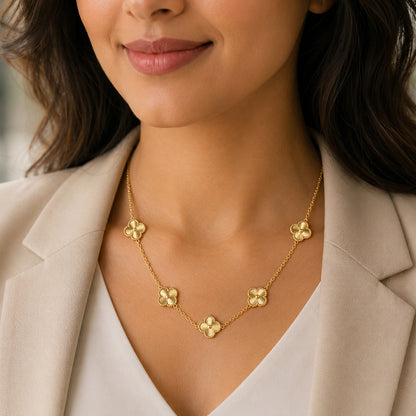 22K Fancy Gold Station Necklace by Manuvel Malabar Jewellers, detail view 4