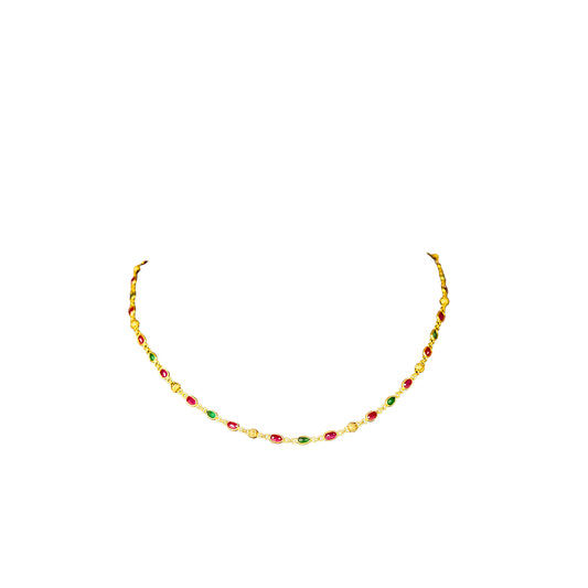 22K Fancy Gold Beaded Necklace by Manuvel Malabar Jewellers