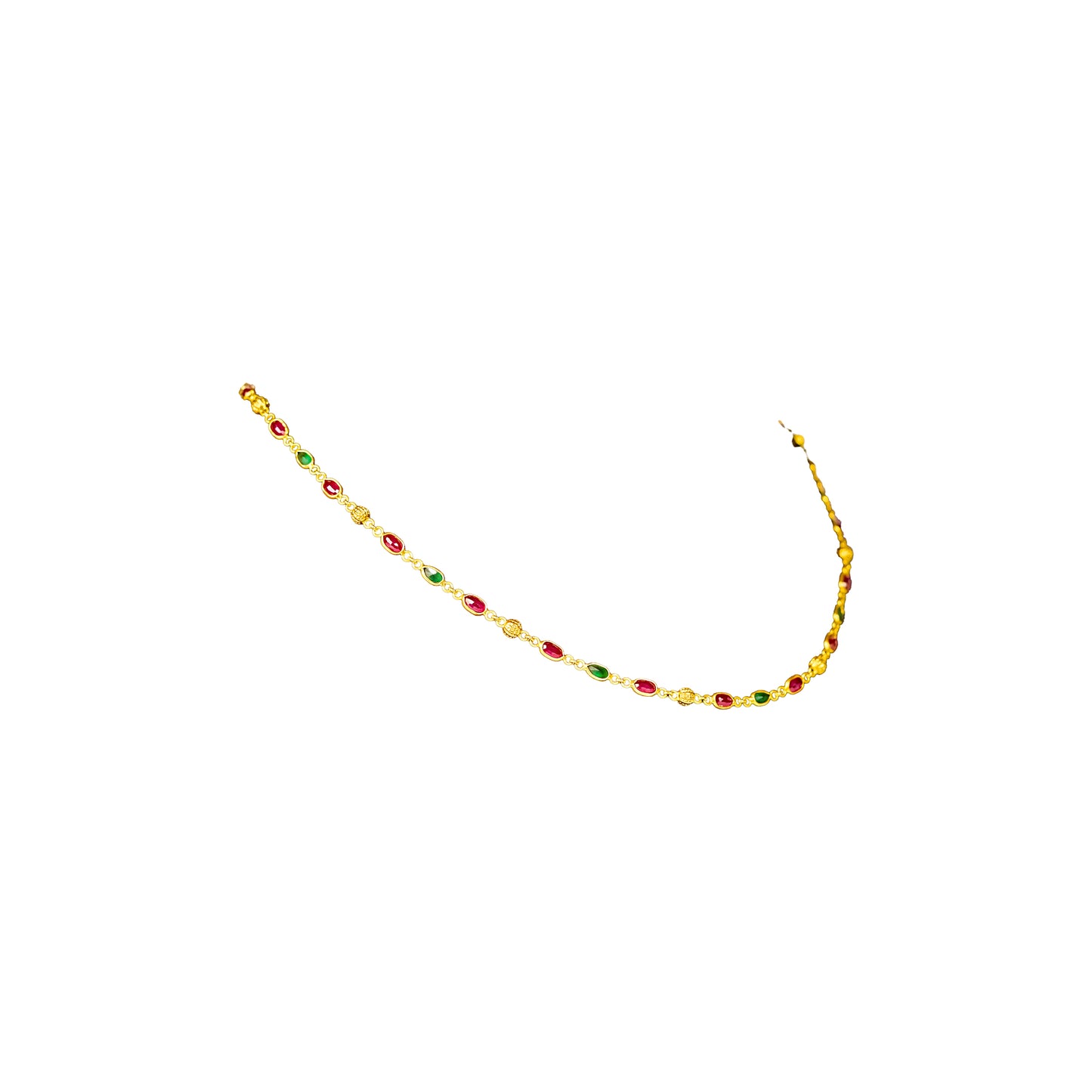 22K Fancy Gold Beaded Necklace by Manuvel Malabar Jewellers, detail view 2