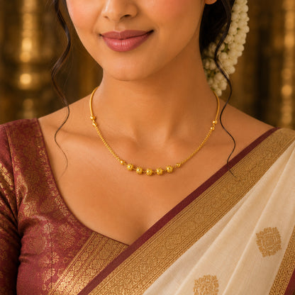 22K Rajkot Fancy Gold Necklace by Manuvel Malabar Jewellers, detail view 3