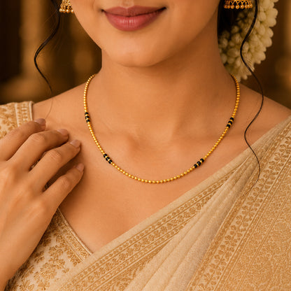 22K Rajkot Gold Beaded Necklace by Manuvel Malabar Jewellers, detail view 3