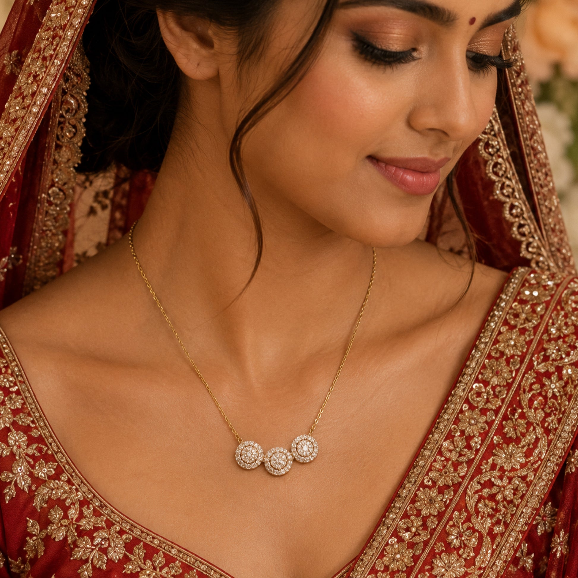 18K Diamond Pendant with Chain by Manuvel Malabar Jewellers, detail view 3