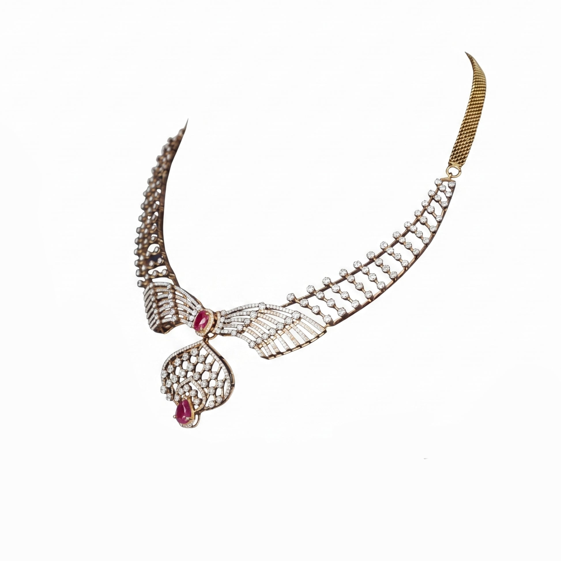 18K Diamond Collar Necklace by Manuvel Malabar Jewellers, detail view 2
