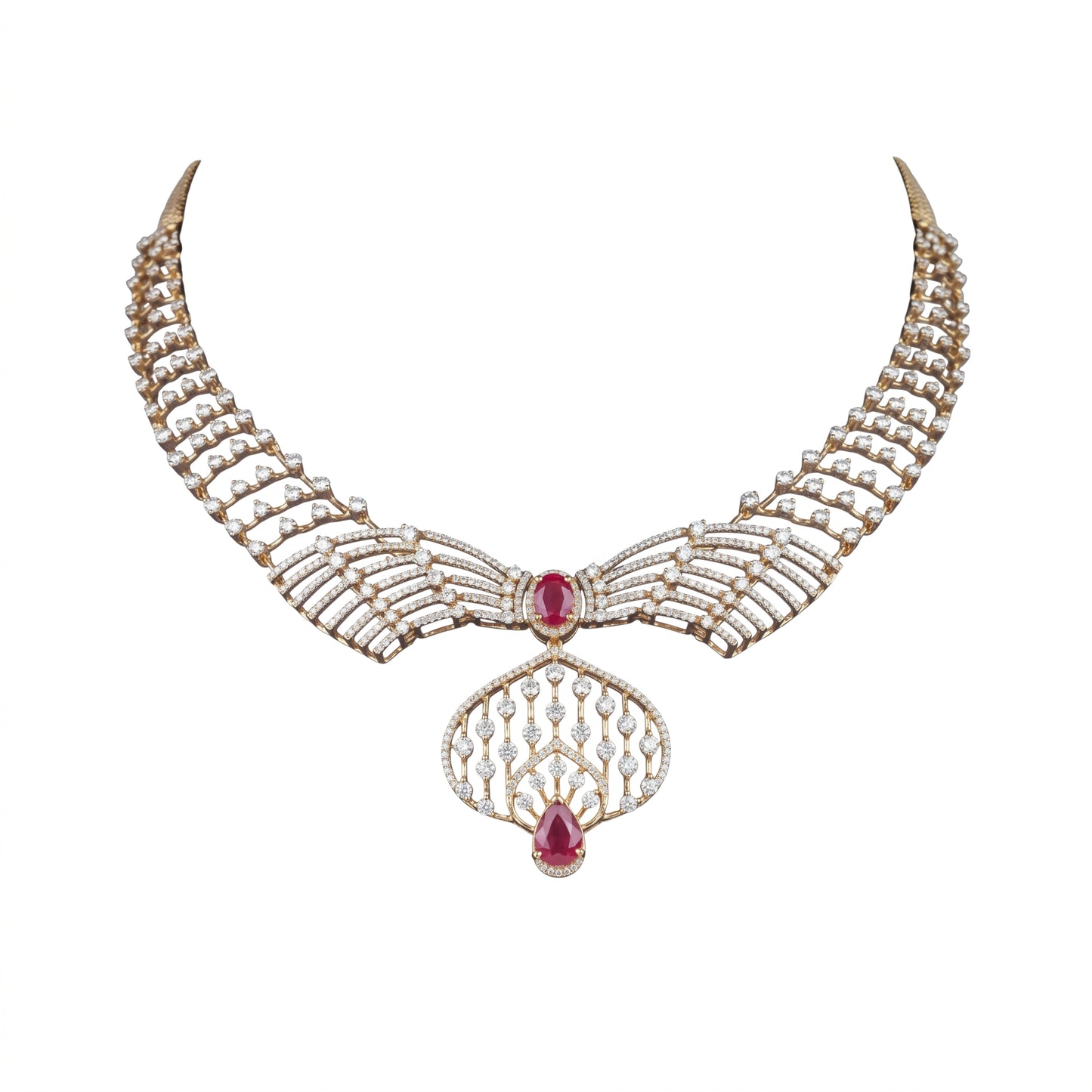 18K Diamond Collar Necklace by Manuvel Malabar Jewellers, detail view 3