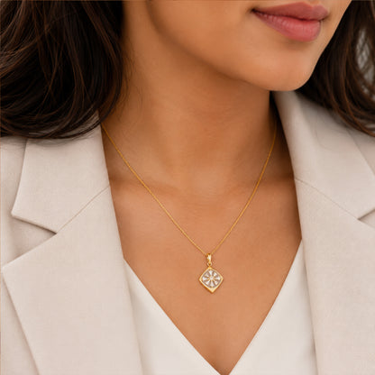 18K Diamond Solitaire Pendant with Chain by Manuvel Malabar Jewellers, detail view 3