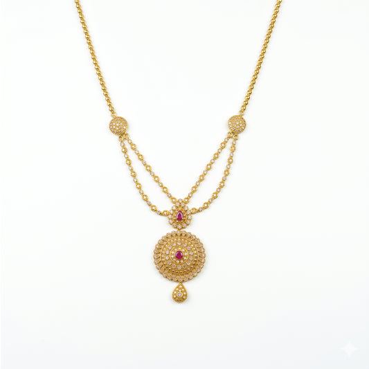 22K Uncut Diamond Ruby Pendant Necklace by Manuvel Malabar Jewellers
