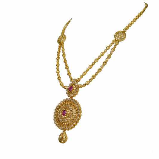 22K Uncut Diamond Ruby Pendant Necklace by Manuvel Malabar Jewellers, detail view 2