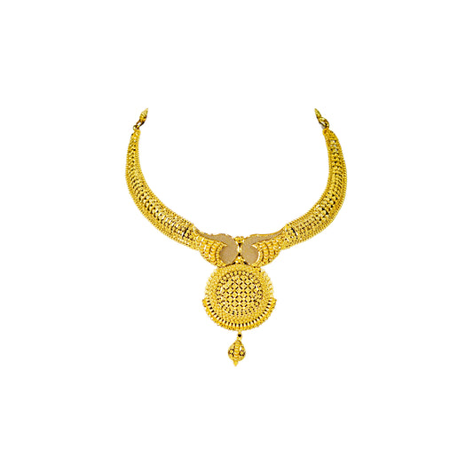 22K Kolkata Gold Choker Necklace by Manuvel Malabar Jewellers
