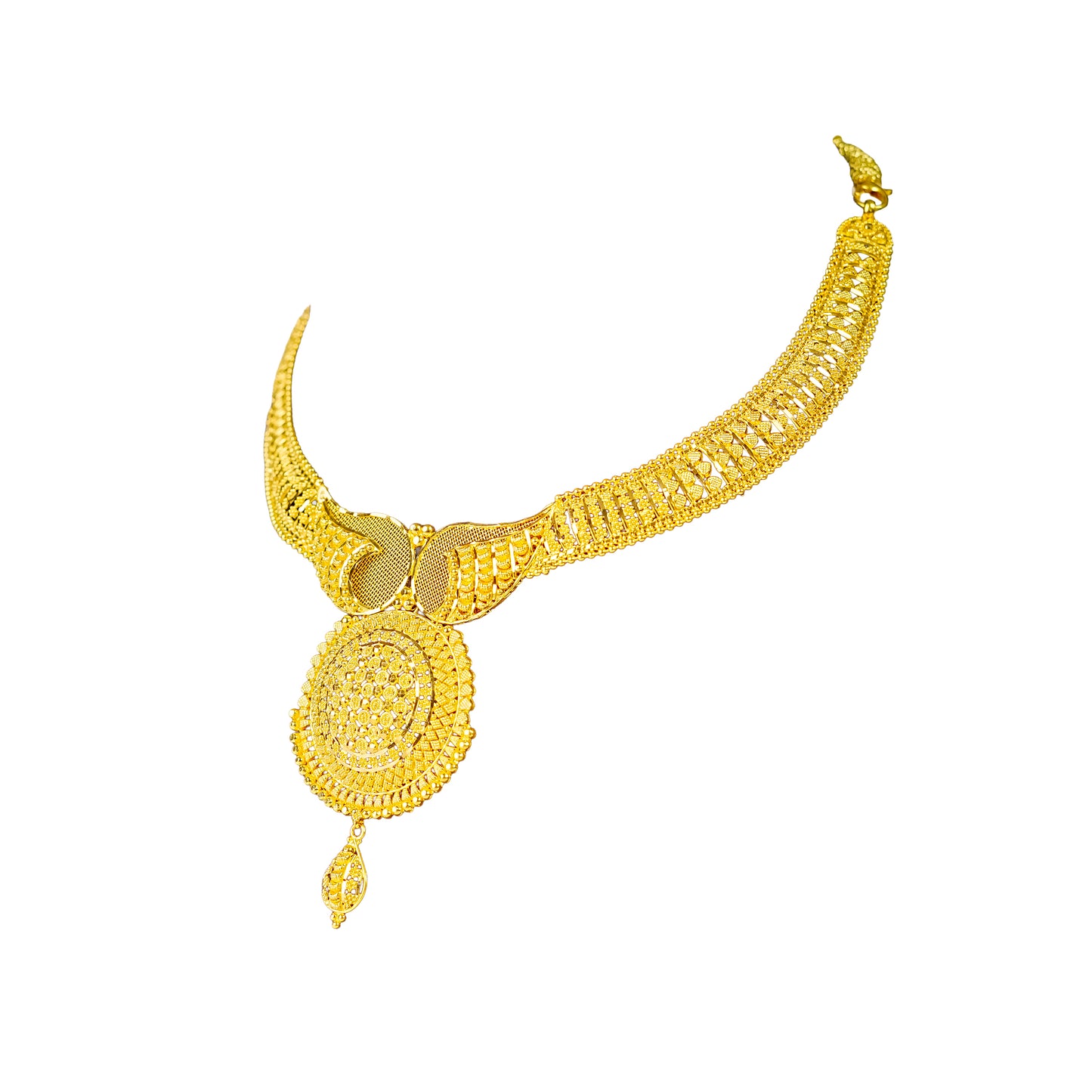 22K Kolkata Gold Choker Necklace by Manuvel Malabar Jewellers, detail view 4
