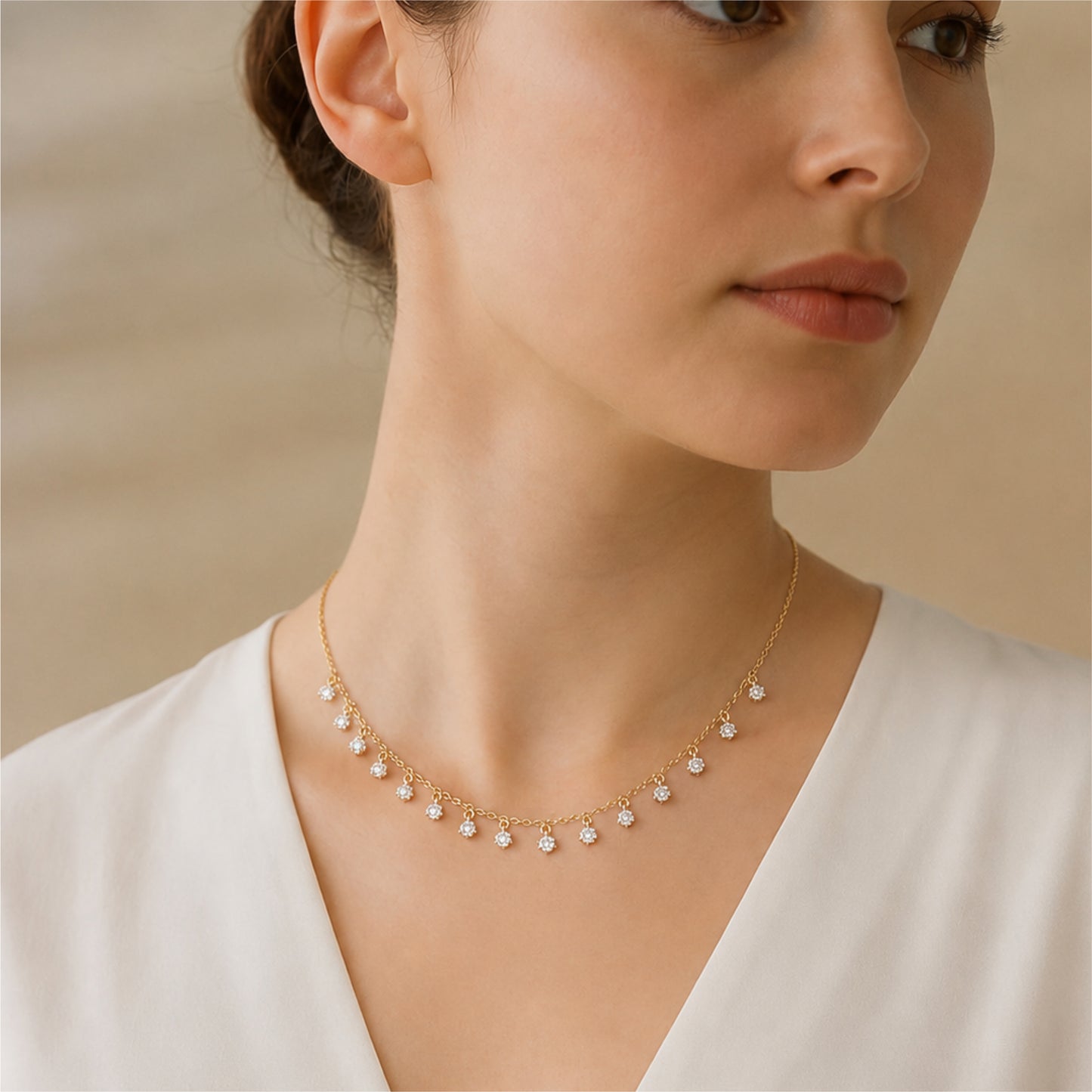 18K Diamond Drop Necklace by Manuvel Malabar Jewellers, detail view 3