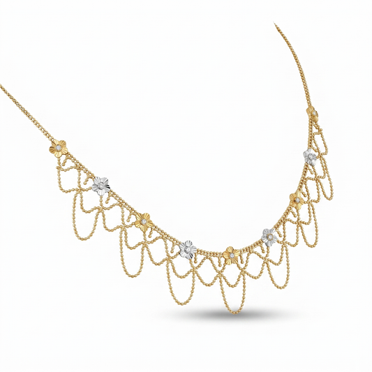 18K Fancy Lattice Gold Necklace by Manuvel Malabar Jewellers