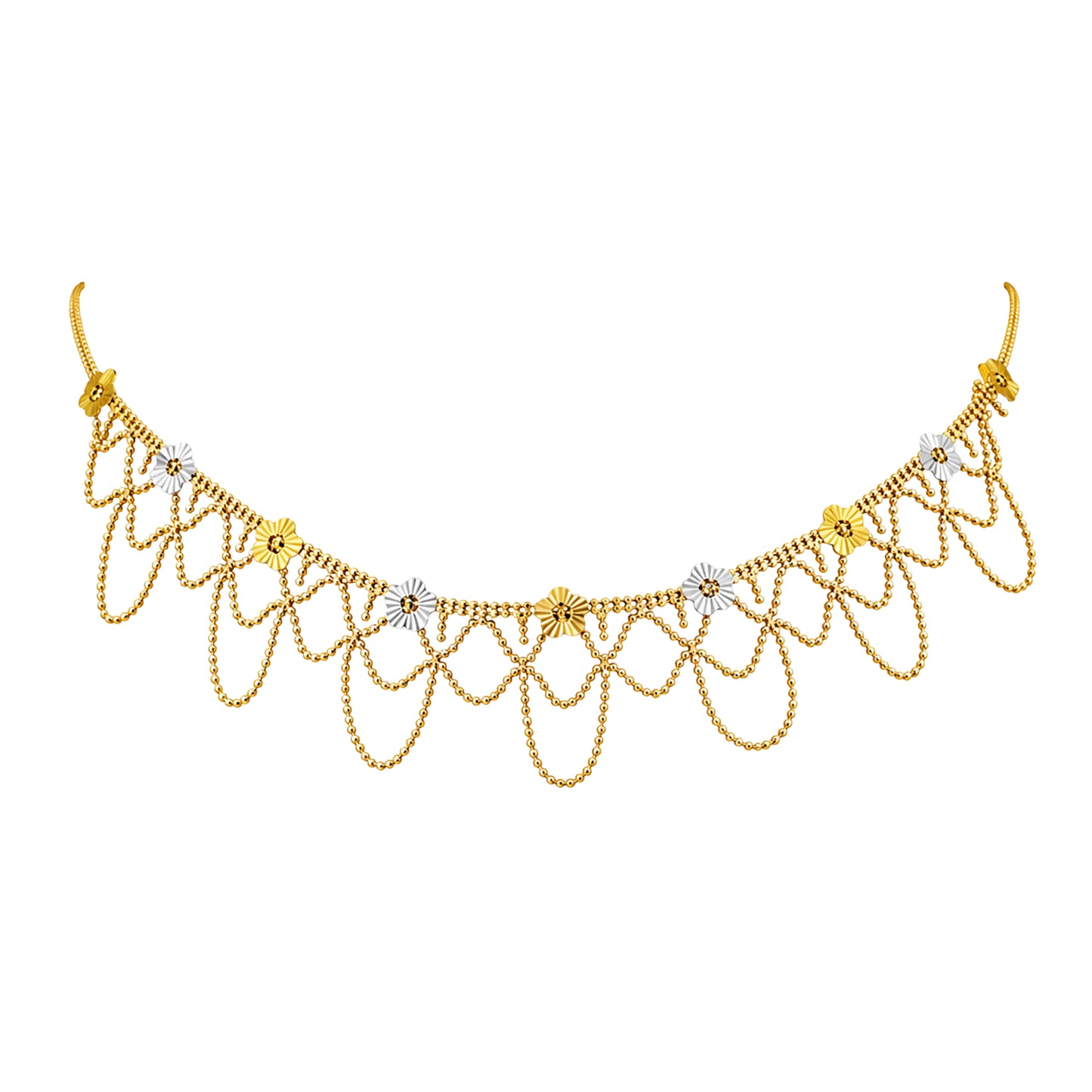18K Fancy Lattice Gold Necklace by Manuvel Malabar Jewellers, detail view 2