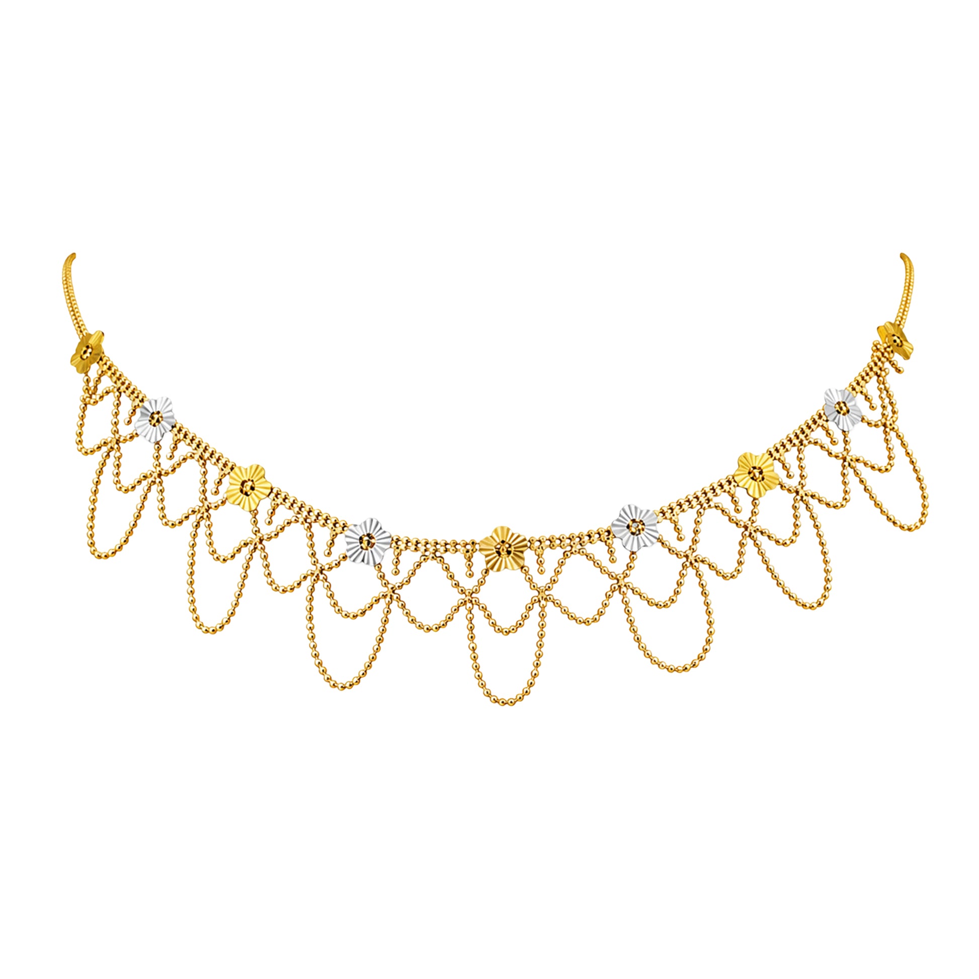 18K Fancy Lattice Gold Necklace by Manuvel Malabar Jewellers, detail view 2