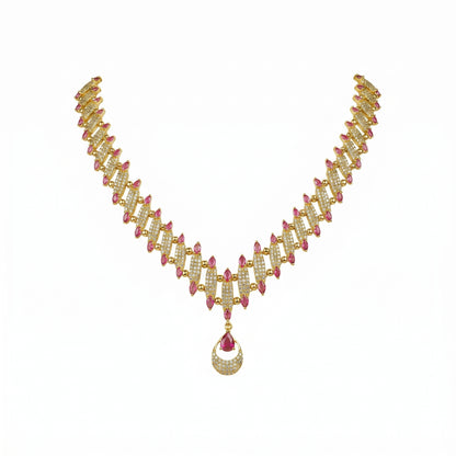 22K Uncut Diamond Ruby V Necklace by Manuvel Malabar Jewellers