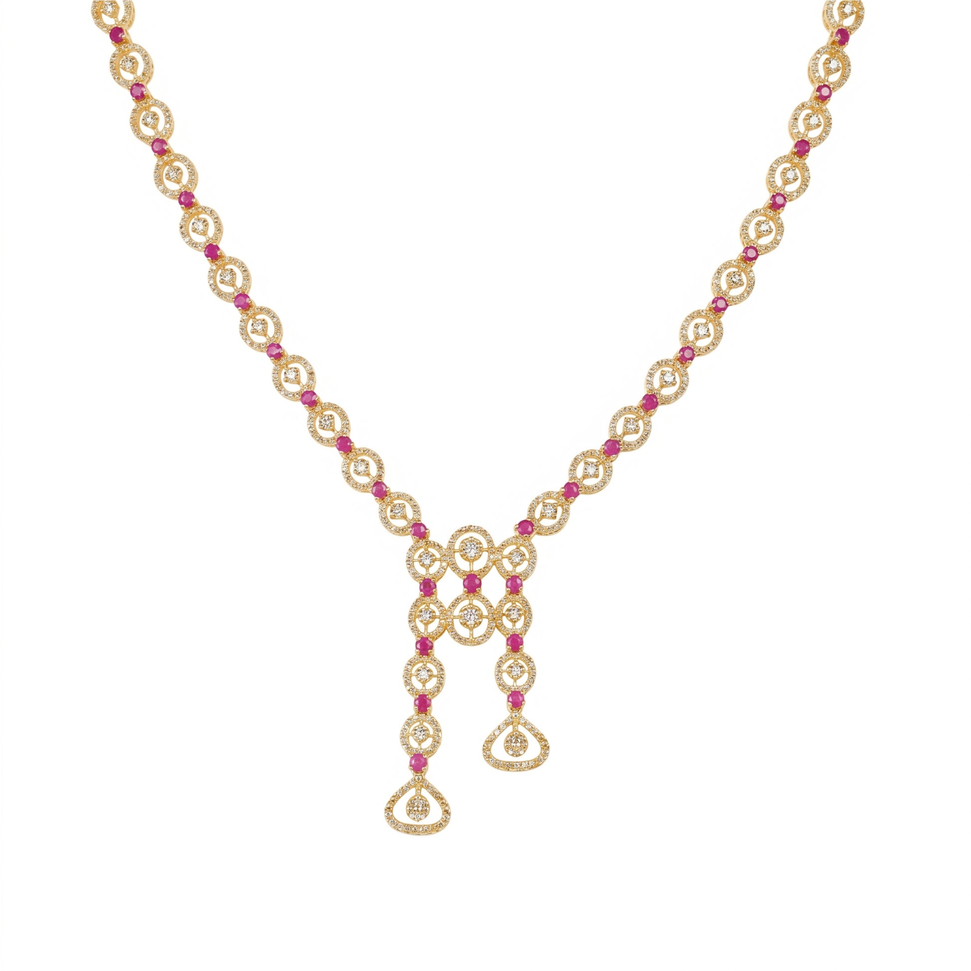 22K Uncut Diamond Ruby Drop Necklace by Manuvel Malabar Jewellers