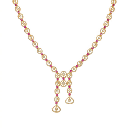 22K Uncut Diamond Ruby Drop Necklace by Manuvel Malabar Jewellers