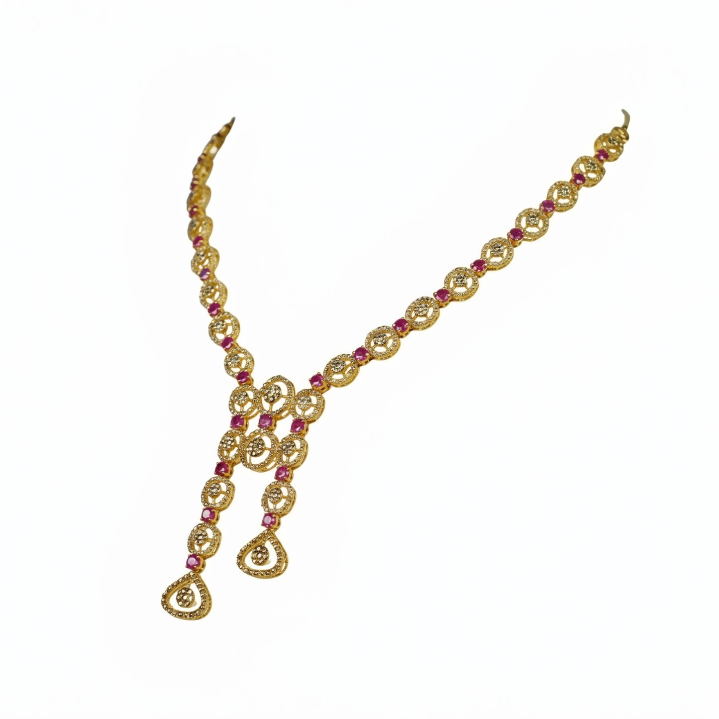 22K Uncut Diamond Ruby Drop Necklace by Manuvel Malabar Jewellers, detail view 2