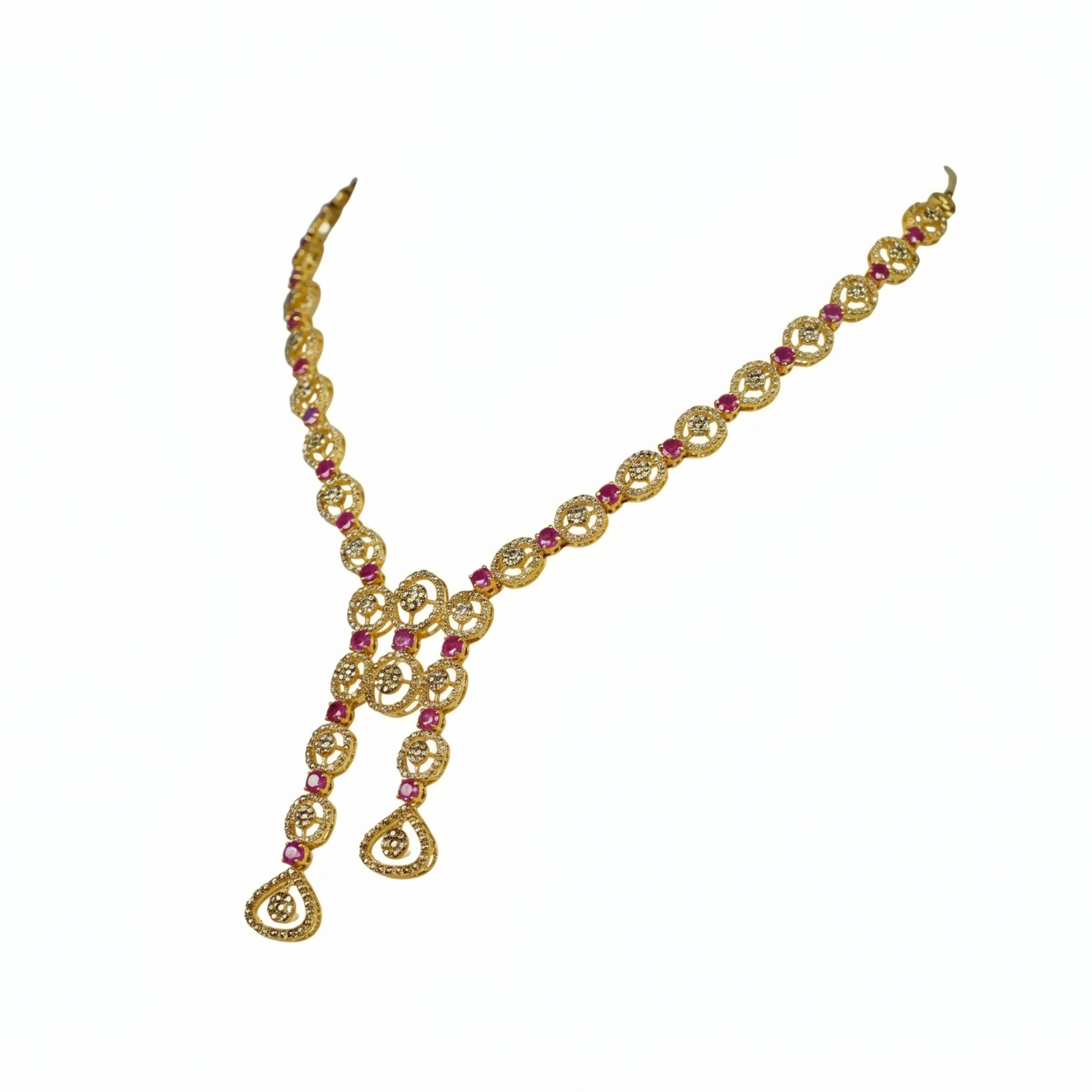 22K Uncut Diamond Ruby Drop Necklace by Manuvel Malabar Jewellers, detail view 2