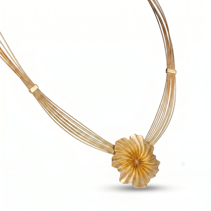 18K Fancy Floral Gold Necklace by Manuvel Malabar Jewellers