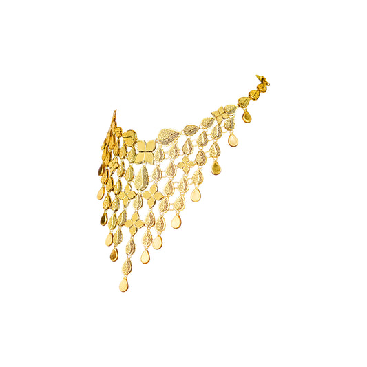 22K Turkish Leaf Gold Necklace by Manuvel Malabar Jewellers, detail view 2
