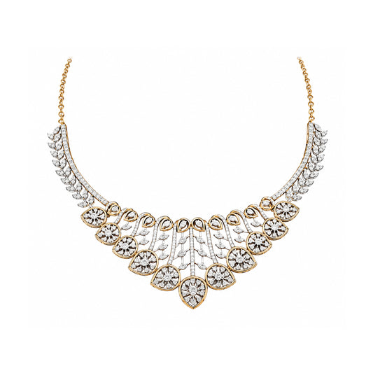 14K Diamond Bib Necklace by Manuvel Malabar Jewellers, detail view 2