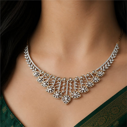 14K Diamond Bib Necklace by Manuvel Malabar Jewellers, detail view 3