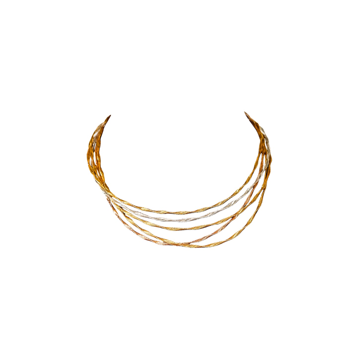 18K Multi-Strand Fancy Gold Necklace by Manuvel Malabar Jewellers