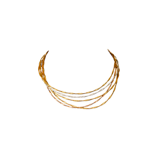 18K Multi-Strand Fancy Gold Necklace by Manuvel Malabar Jewellers