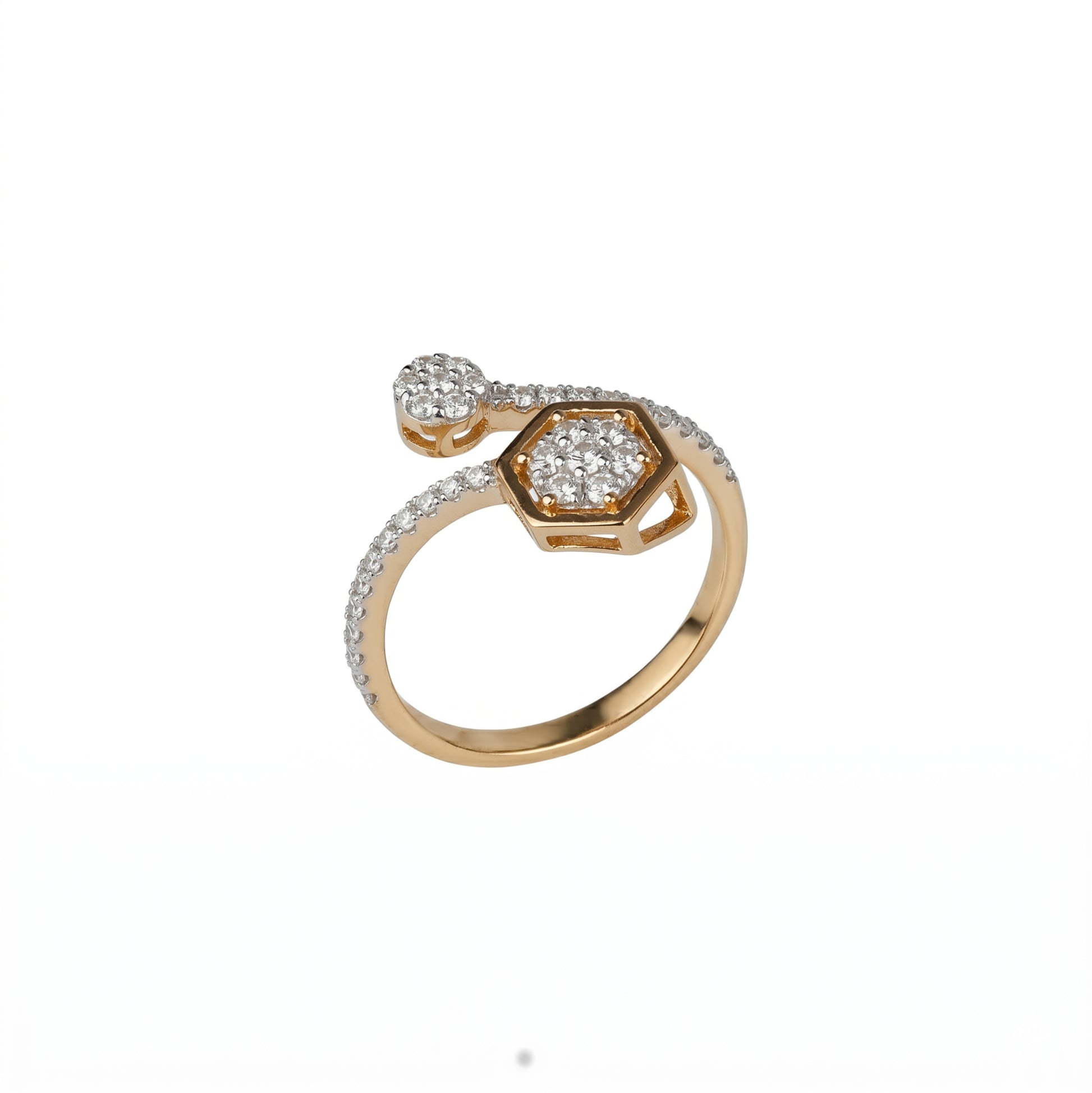 18K Hexagon Diamond Ring by Manuvel Malabar Jewellers