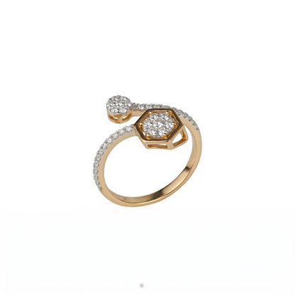 18K Hexagon Diamond Ring by Manuvel Malabar Jewellers