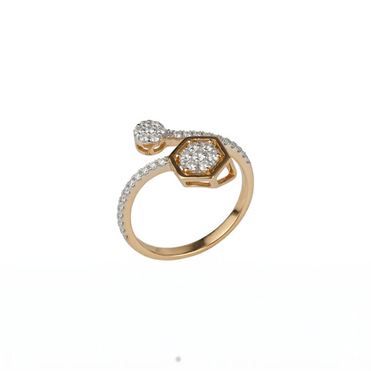 18K Hexagon Diamond Ring by Manuvel Malabar Jewellers