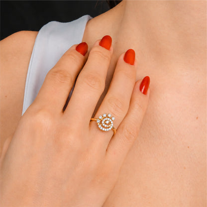 18K Diamond Halo Ring by Manuvel Malabar Jewellers, detail view 2