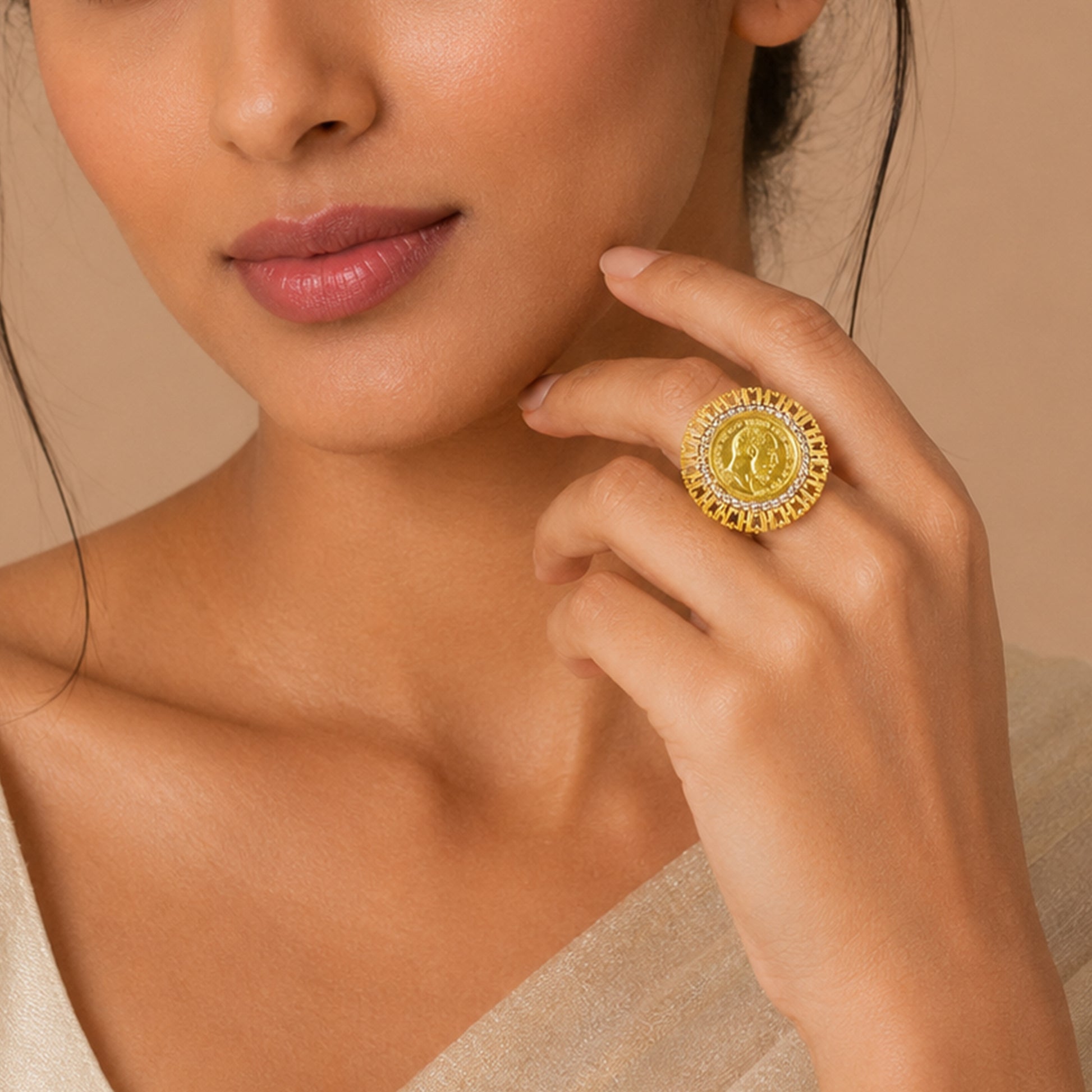 22K Fancy Cocktail Gold Ring by Manuvel Malabar Jewellers, detail view 5