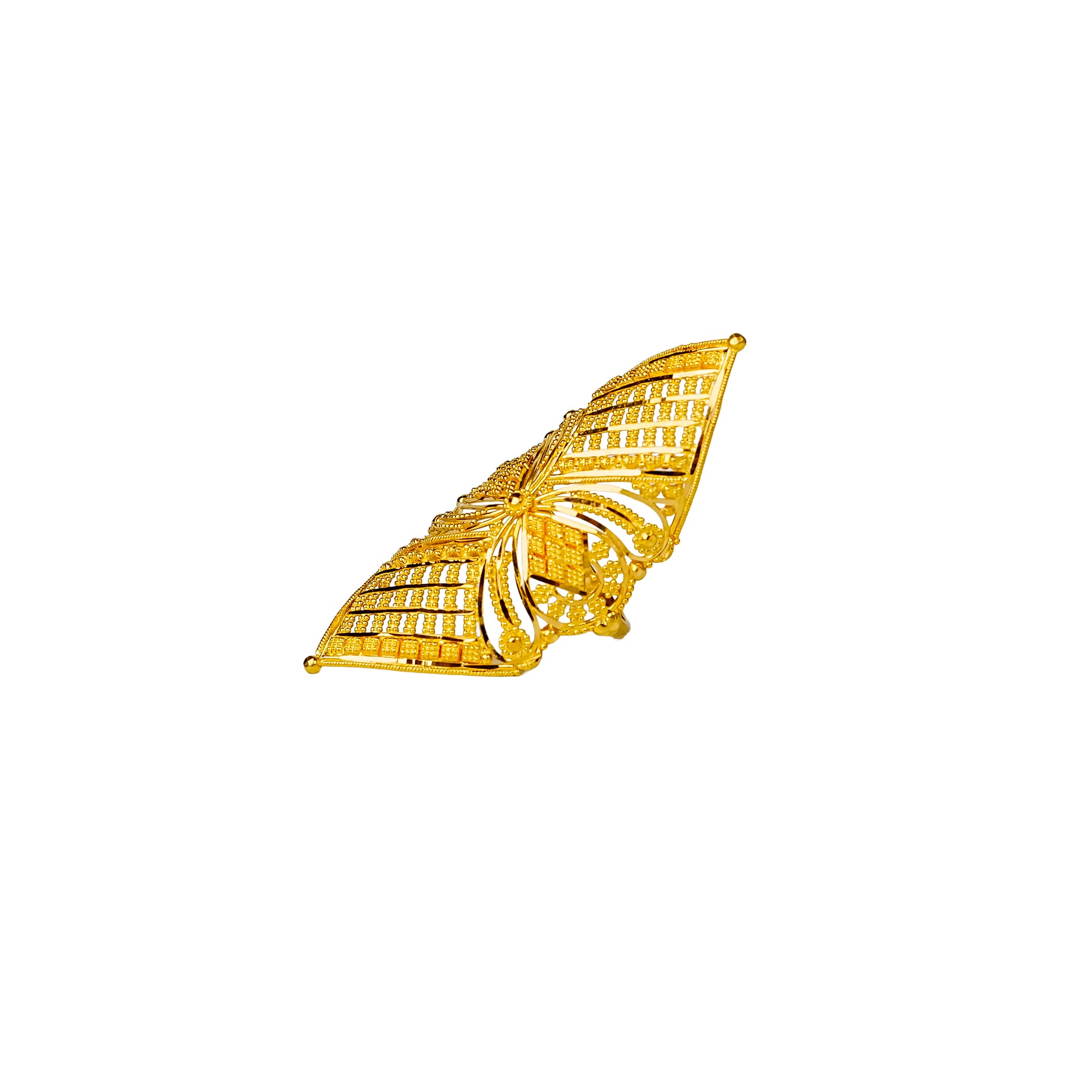 22K Kolkata Cocktail Gold Ring by Manuvel Malabar Jewellers, detail view 3