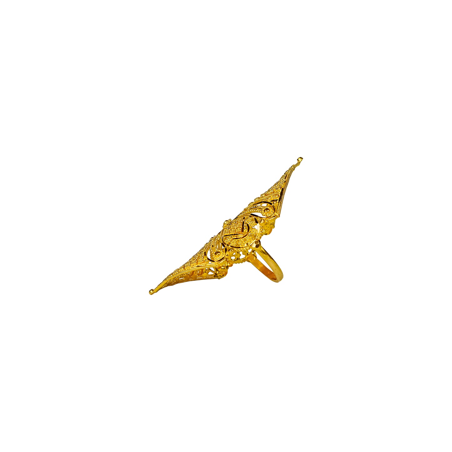22K Kolkata Cocktail Gold Ring by Manuvel Malabar Jewellers, detail view 4