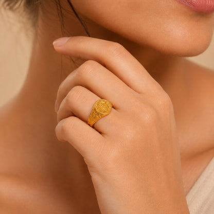 22K Casting Design Gold Ring by Manuvel Malabar Jewellers, detail view 4